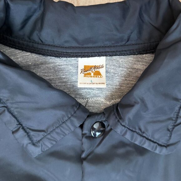 70's Russell Athletic Coach Jacket Harwood Willits Black Size M Vintage Nylon - Picture 3 of 6